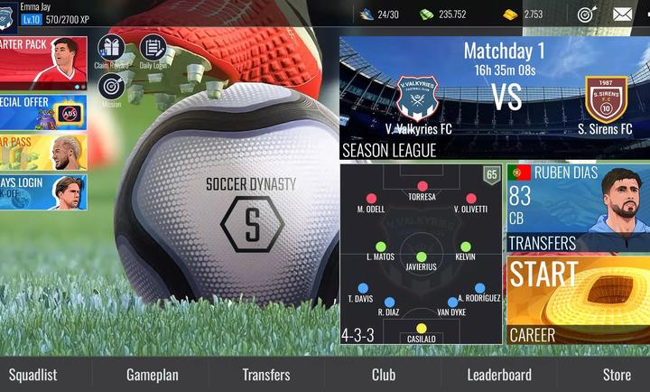 足球王朝俱乐部经理2025下载(Soccer Dynasty: Club Manager) v1.0.16 最新版